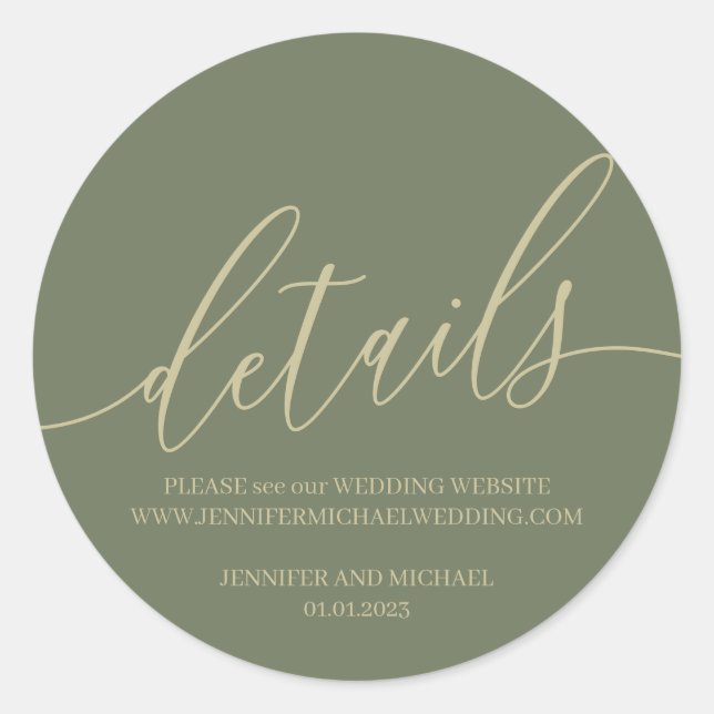 Adesivo Redondo Texto da assinatura verde e dourado (Frente)