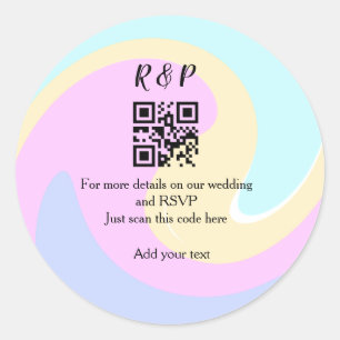 Adesivo Redondo Texto de adição de nome do site de casamento rsvp