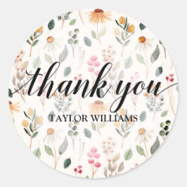 Adesivo Redondo Texto de Agradecimento Flores do Jardim