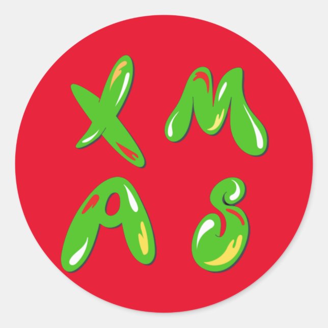 Adesivo Redondo Texto de Bolha do Xmas (Frente)