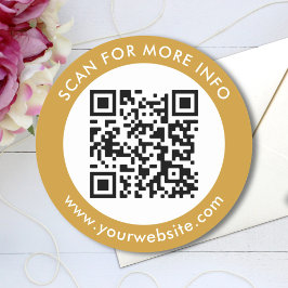 Adesivo Redondo Texto de código QR personalizado preto branco Dour