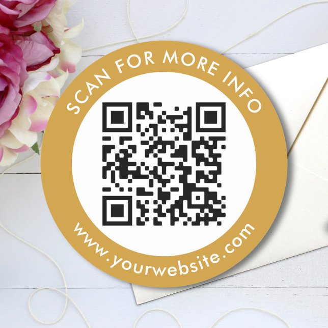 Adesivo Redondo Texto de código QR personalizado preto branco Dour (Criador carregado)