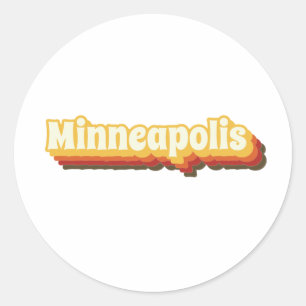 Adesivo Redondo Texto de Imagem Retroativa Minneapolis