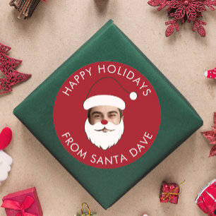 Adesivo Redondo Texto de Natal do Papai Noel, Curioso e Personaliz