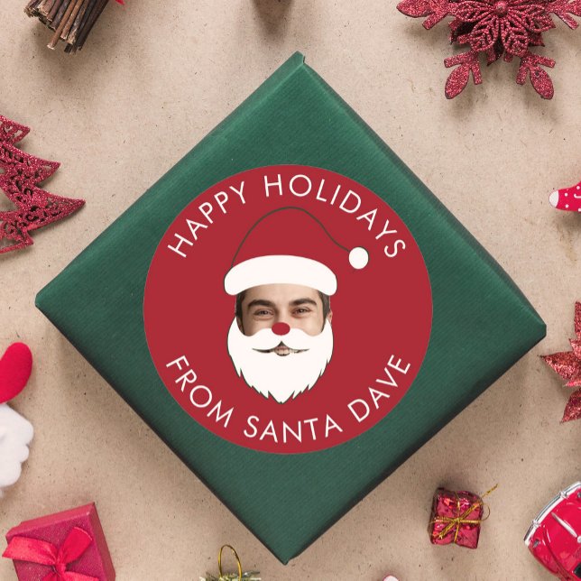 Adesivo Redondo Texto de Natal do Papai Noel, Curioso e Personaliz (Criador carregado)