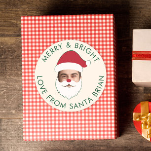 Adesivo Redondo Texto de Natal do Papai Noel, Curioso e Personaliz