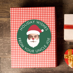 Adesivo Redondo Texto de Natal do Papai Noel, Curioso e Personaliz