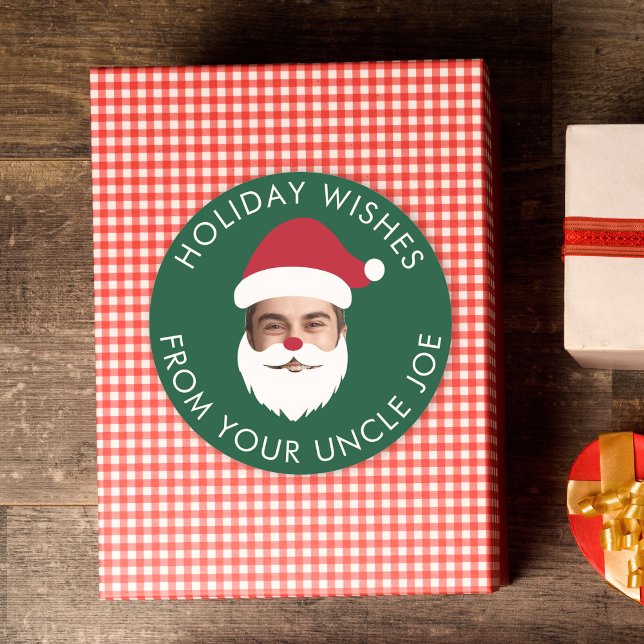 Adesivo Redondo Texto de Natal do Papai Noel, Curioso e Personaliz (Criador carregado)