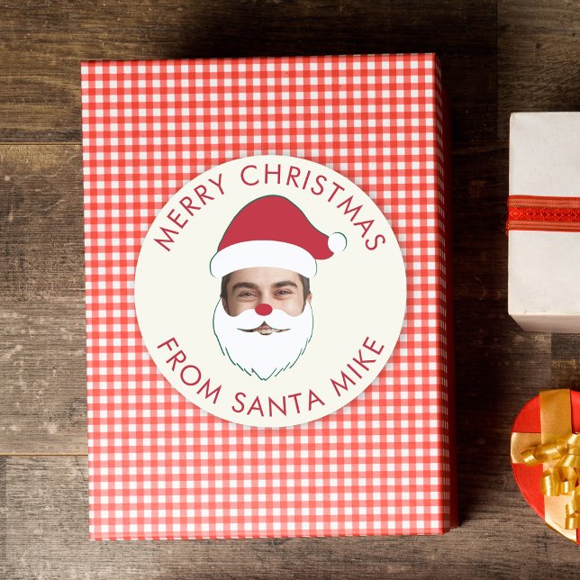 Adesivo Redondo Texto de Natal do Papai Noel, Curioso e Personaliz (Criador carregado)