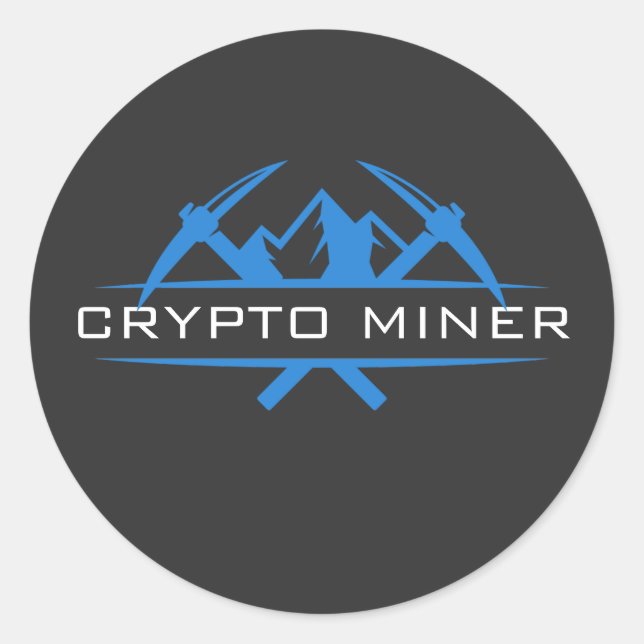 Adesivo Redondo Texto de Nome Personalizado do Crypto Miner (Frente)