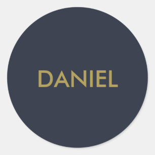 Adesivo Redondo Texto de ouro minimalista moderno azul marinho