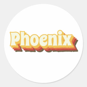 Adesivo Redondo Texto de Vintage da Phoenix