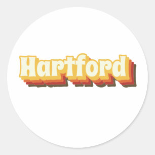 Adesivo Redondo Texto de Vintage do Hartford Retro