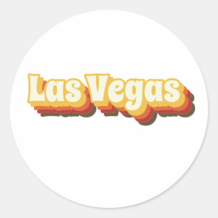 Adesivo Redondo Texto de Vintage Retro Las Vegas