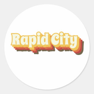 Adesivo Redondo Texto de Vintagem Rápida Retro Cidade