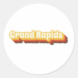 Adesivo Redondo Texto de Vintagem Retroativa das Grandes Rapids