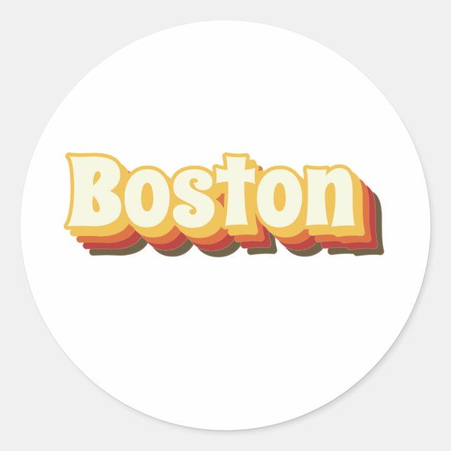 Adesivo Redondo Texto de Vintagem Retroativa de Boston (Frente)