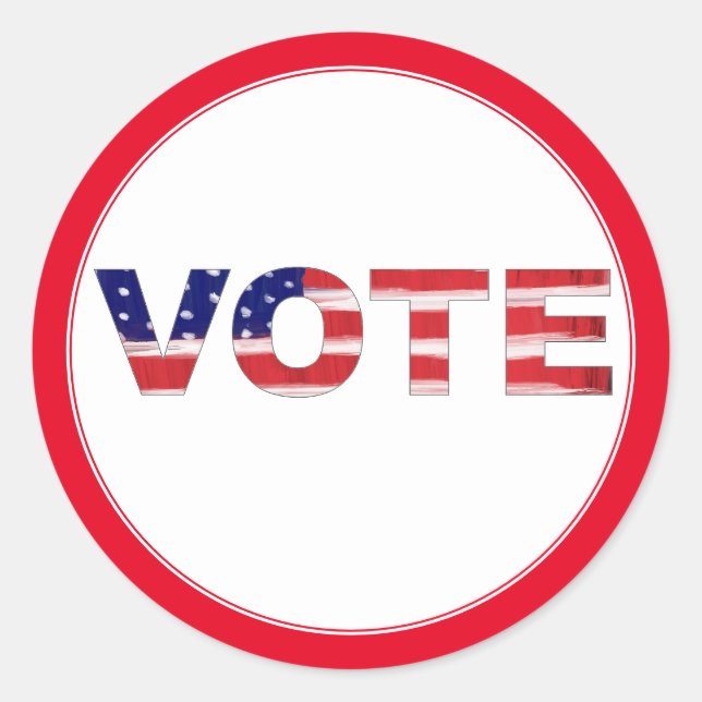 Adesivo Redondo Texto De Votação Em Cores De Sinalizador Vermelho (Frente)