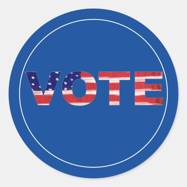 Adesivo Redondo Texto De Votação Nas Cores De Sinalizador (Frente)