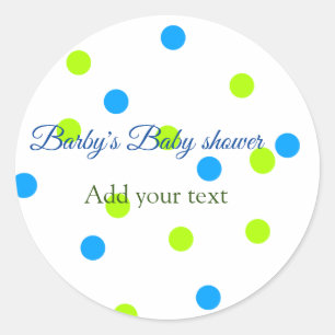 Adesivo Redondo Texto do nome de adição do bolinhas verde azul do 