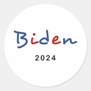 Adesivo Redondo Texto do Script Colorido Joe Biden 2024