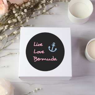Adesivo Redondo Texto do Script das Bermudas do Live Love com Ânco