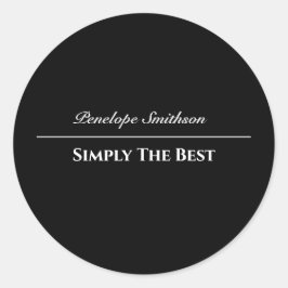 Adesivo Redondo Texto e cores personalizáveis preto e branco básic