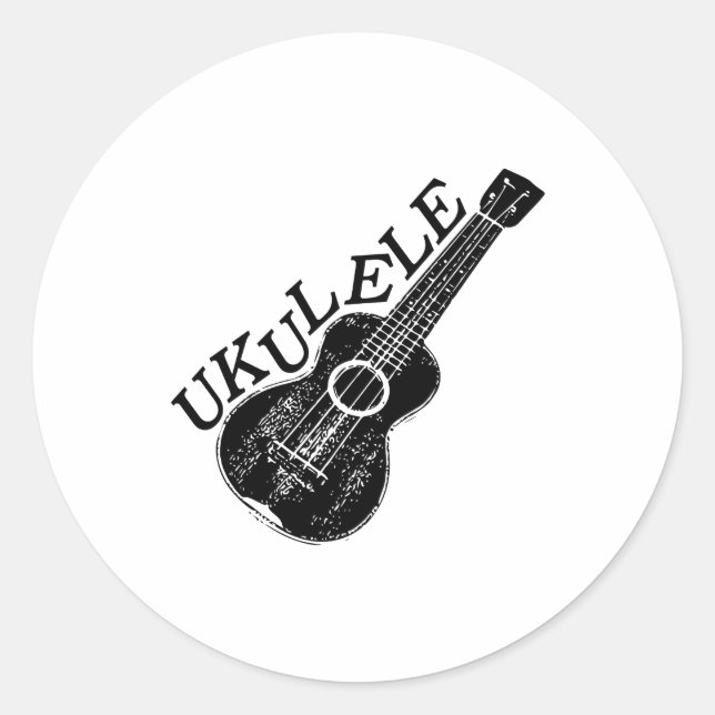 Adesivo Redondo Texto E Imagem Do Ukulele (Frente)