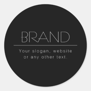 Adesivo Redondo Texto editável minimalista moderno   Preto & Branc