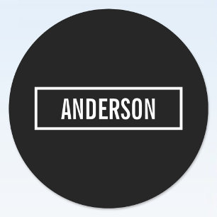 Adesivo Redondo Texto editável moderno no quadro de estilo de logo