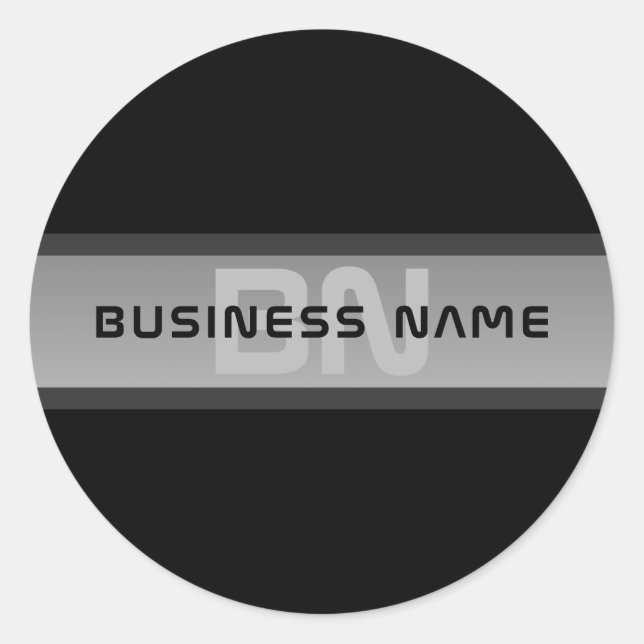 Adesivo Redondo Texto em Camadas Personalizável Moderno | Preto e  (Frente)