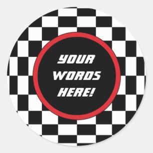 Adesivo Redondo Texto feito sob encomenda quadrado Checkered