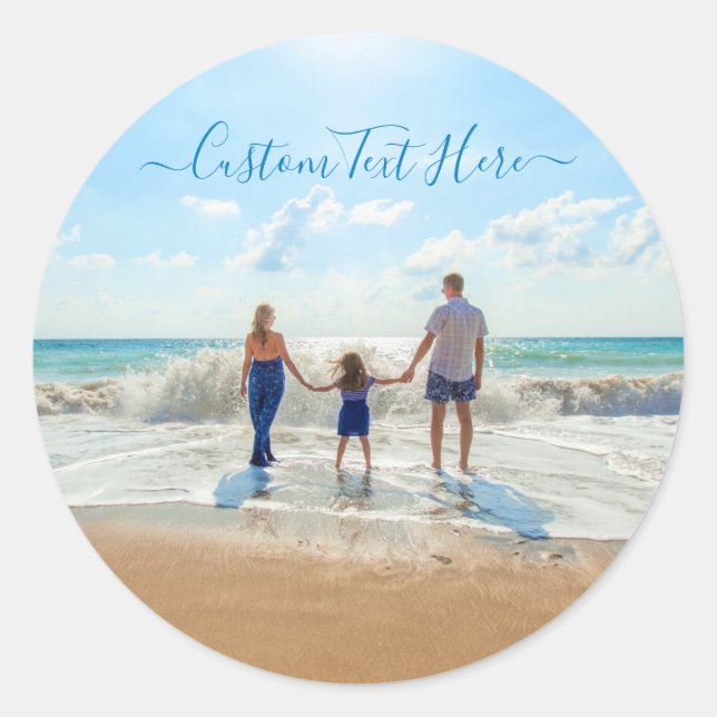 Adesivo Redondo Texto Fotográfico Personalizado Autocolante Suas F (Frente)