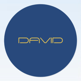 Adesivo Redondo Texto Na moda editável | Azul Dourado e Marinho