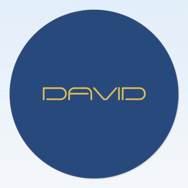 Adesivo Redondo Texto Na moda editável | Azul Dourado e Marinho (Criador carregado)