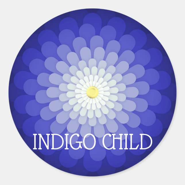 Adesivo Redondo Texto Personalizado Azul Escuro Mandala Flor Crian (Frente)