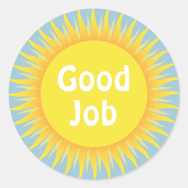Adesivo Redondo Texto Personalizado Bom Trabalho Recompensa Sun St (Frente)
