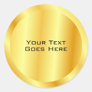 Adesivo Redondo Texto Personalizado com aparência metálica Faux Do
