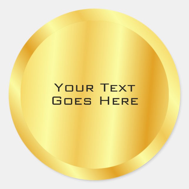 Adesivo Redondo Texto Personalizado com aparência metálica Faux Do (Frente)