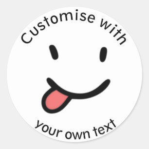 Adesivo Redondo Texto Personalizado Da Língua Feliz E Engraçada