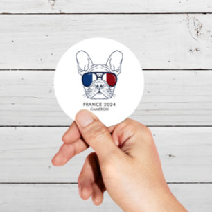 Adesivo Redondo Texto Personalizado da Linha Bulldog Francesa Art 
