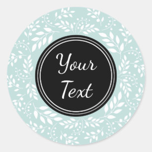 Adesivo Redondo Texto Personalizado de Azul Claro Elegante
