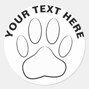 Adesivo Redondo Texto Personalizado de Impressão da Pata Branca
