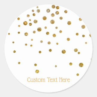 Adesivo Redondo Texto Personalizado de Pontos de Confetti Dourados