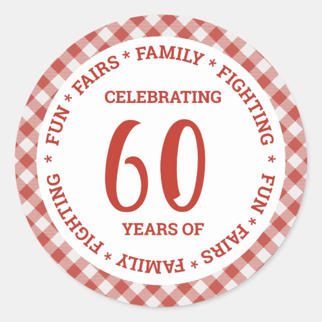 Adesivo Redondo Texto Personalizado De Verificação De Gingham Bran (Frente)