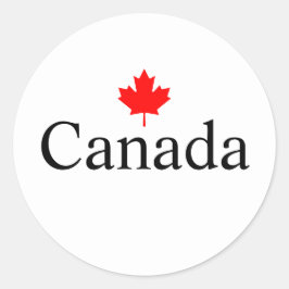 Adesivo Redondo Texto personalizado do Canadá com folha de mapa ve