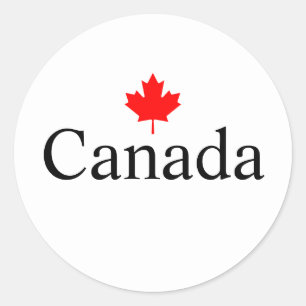 Adesivo Redondo Texto personalizado do Canadá com folha de mapa ve