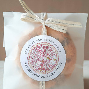 Adesivo Redondo Texto Personalizado do Evento de Pizza