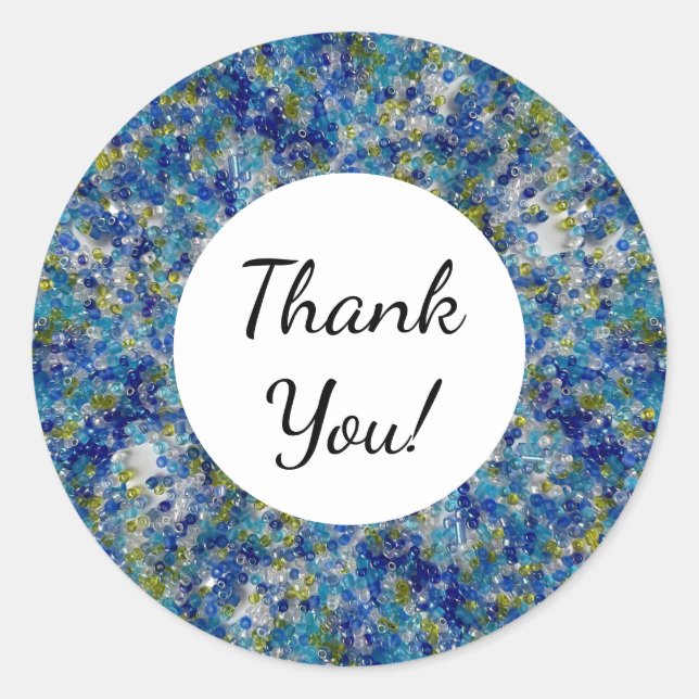 Adesivo Redondo Texto Personalizado Do Feed Azul E Verde (Frente)