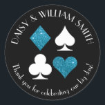 Adesivo Redondo Texto Personalizado do Tema de Las Vegas Malibu Az<br><div class="desc">Os ternos de cor azul azul-turquesa e branco são circulados por fazeres de texto personalizáveis,  esses adesivos redondos pretos perfeitos para todos os tipos de projetos e ocasiões. Use-os para rotular favores para convidados de casamento,  para fechar envelopes e muito mais.</div>